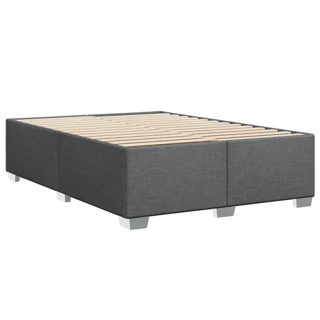 Queen Bed Frame Grey Fabric Pocket Spring Mattress Slatted Base