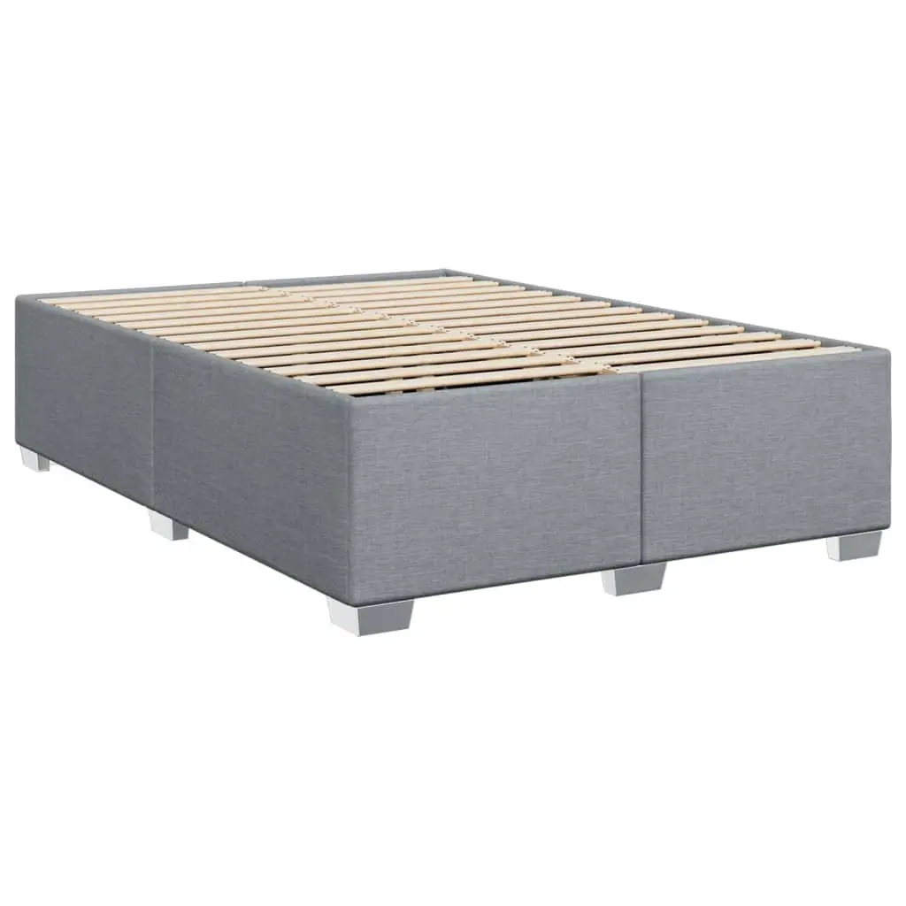 Queen Box Spring Bed with Pocket Mattress Dark Grey Fabric Bedroom Furniture