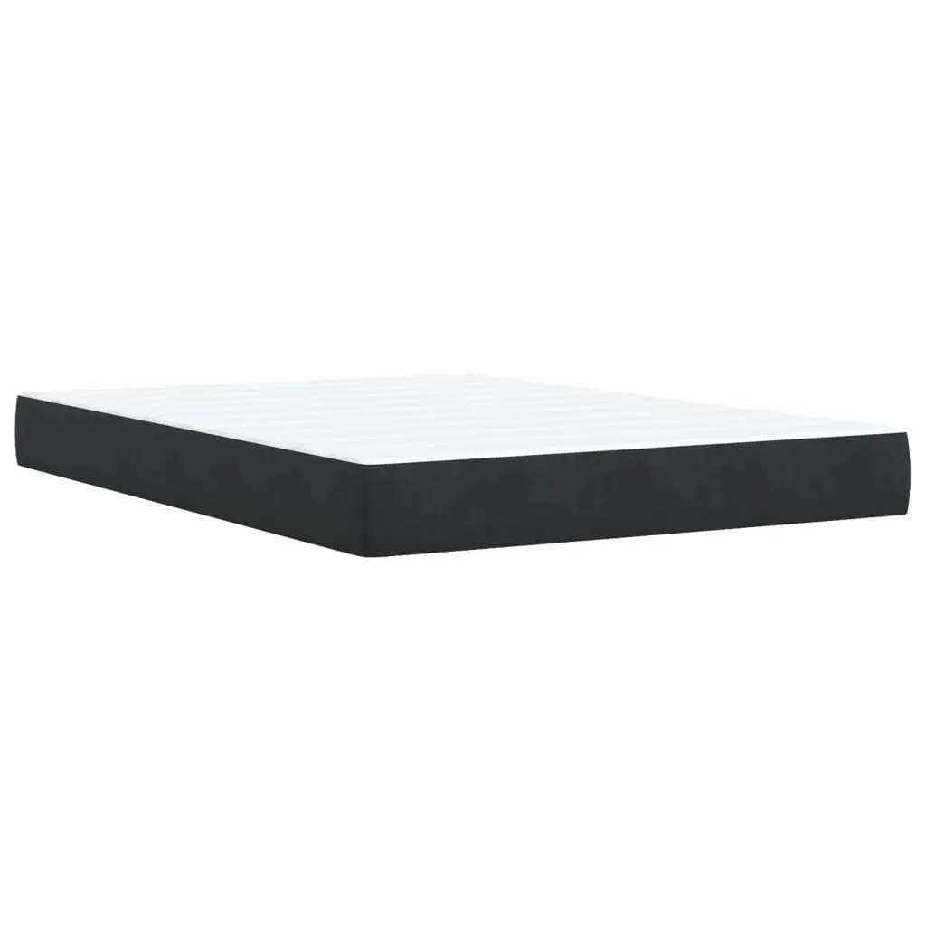 Pocket Spring Mattress Queen Bed Frame Faux Leather Upholstered Black with Slatted Base