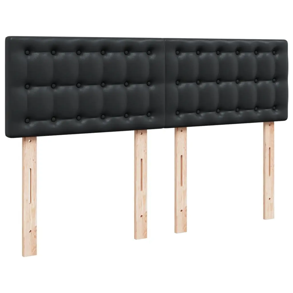 Pocket Spring Mattress Queen Bed Frame Faux Leather Upholstered Black with Slatted Base
