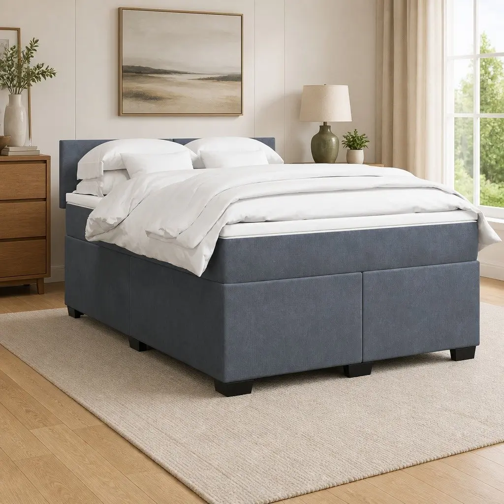 Box Spring Bed with Pocket Sprung Mattress for Bedroom Black Velvet Upholstered Frame