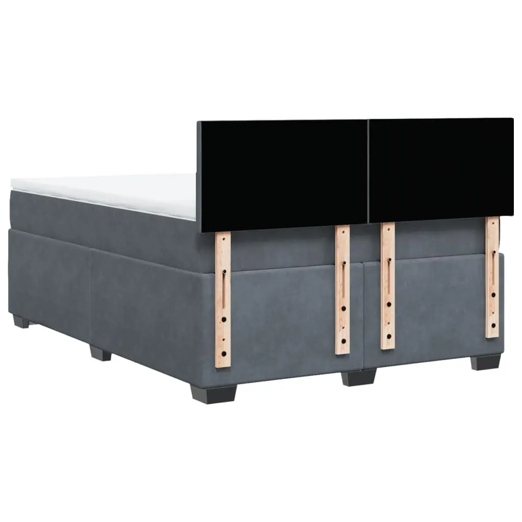 Box Spring Bed with Pocket Sprung Mattress for Bedroom Black Velvet Upholstered Frame
