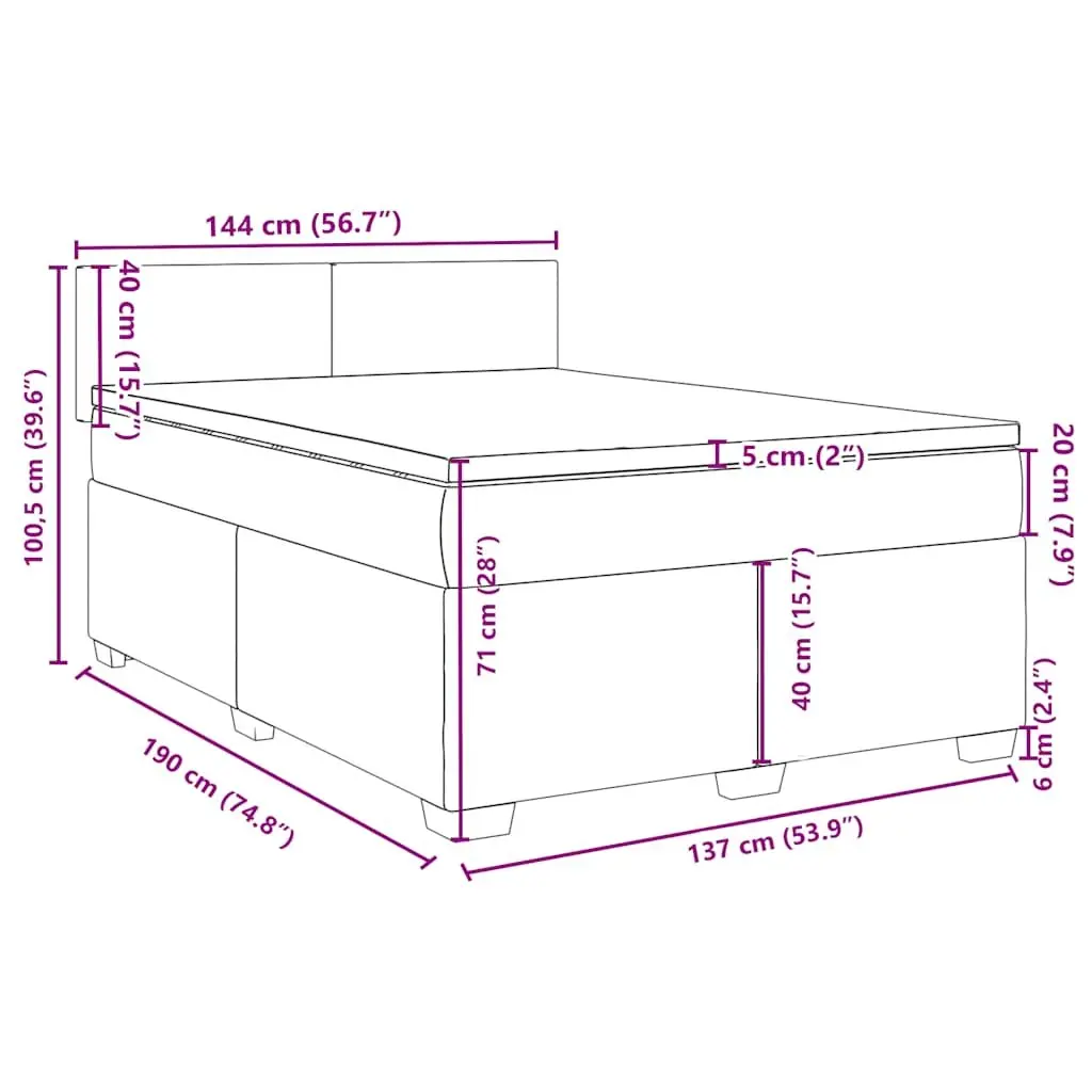 Double Box Spring Bed with Pocket Mattress Grey Velvet Upholstered Frame