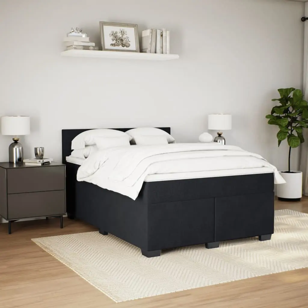 Double Box Spring Bed with Pocket Mattress Grey Velvet Upholstered Frame