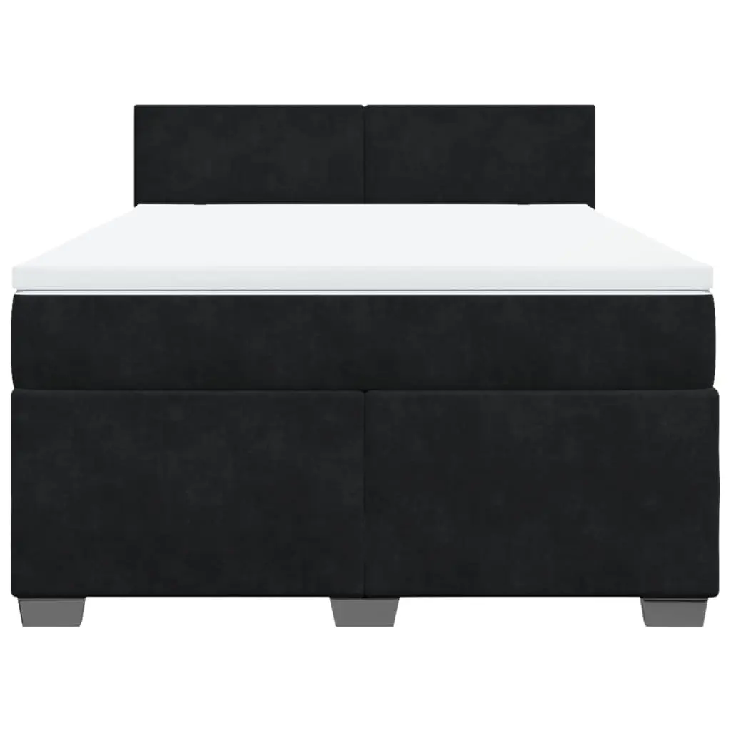 Double Box Spring Bed with Pocket Mattress Grey Velvet Upholstered Frame