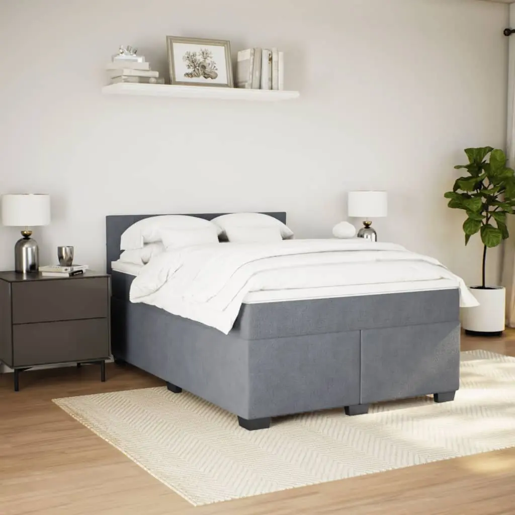 Box Spring Bed with Pocket Spring Mattress Double Velvet Upholstered Frame