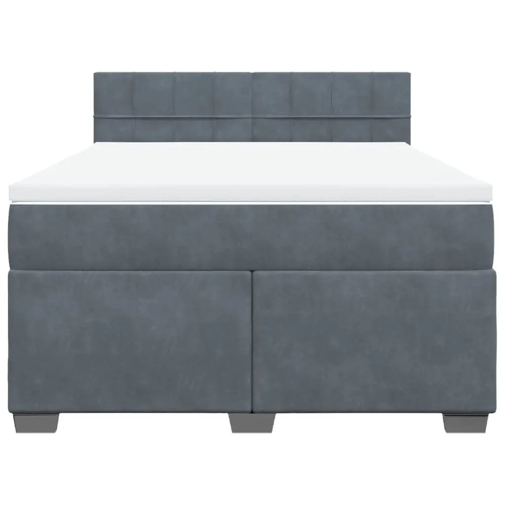Box Spring Bed with Pocket Spring Mattress Double Velvet Upholstered Frame