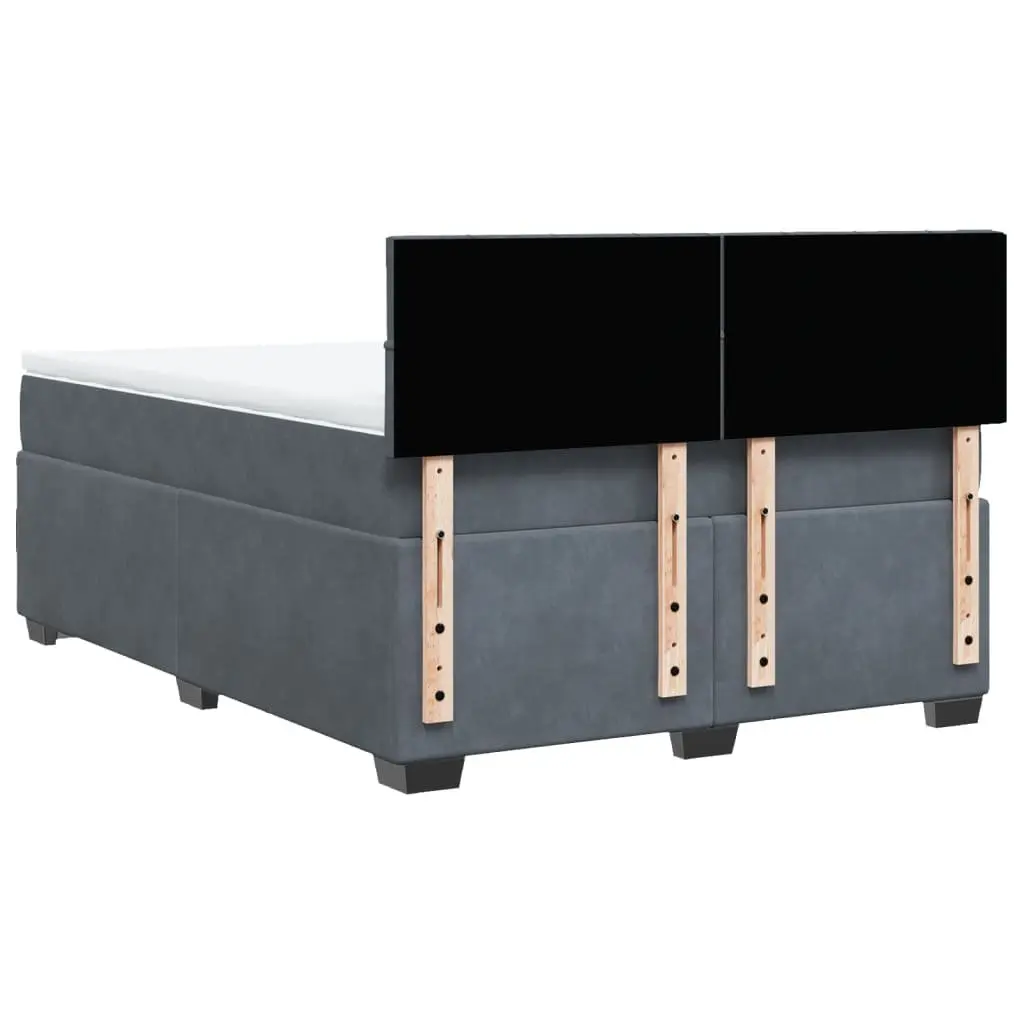 Box Spring Bed with Pocket Spring Mattress Double Velvet Upholstered Frame