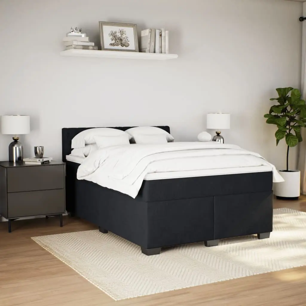 Double Box Spring Bed with Pocket Mattress Grey Velvet Upholstered Frame