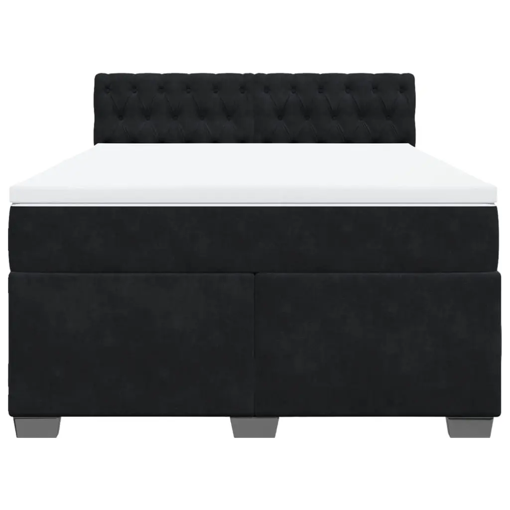 Double Box Spring Bed with Pocket Mattress Grey Velvet Upholstered Frame