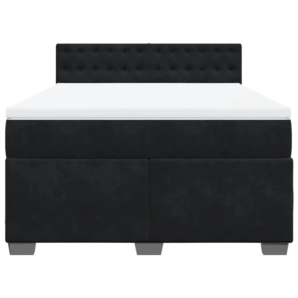 Box Spring Bed with Pocket Mattress Grey Double Velvet Upholstered Bedroom Frame