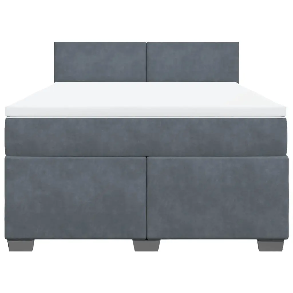 Box Spring Bed with Pocket Mattress for Bedroom Queen Size Velvet Upholstered Frame