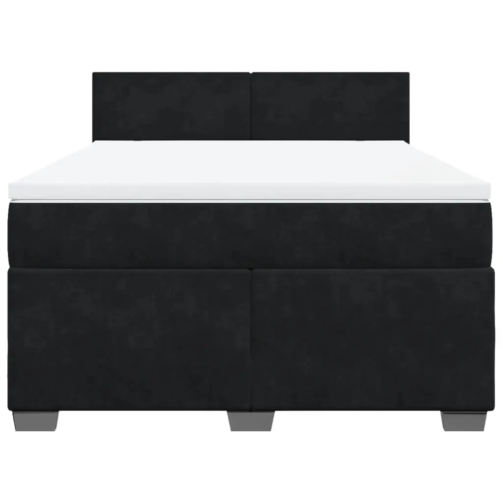 Queen Box Spring Bed with Pocket Spring Mattress Velvet Upholstered Frame Grey