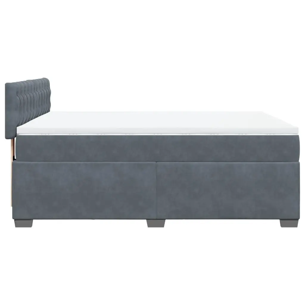 Queen Size Velvet Upholstered Box Spring Bed