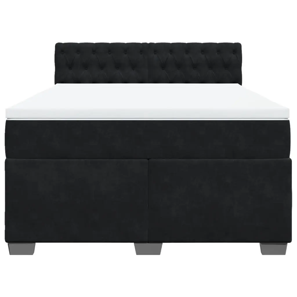 Queen Box Spring Bed with Pocket Mattress Grey Velvet Upholstered Frame