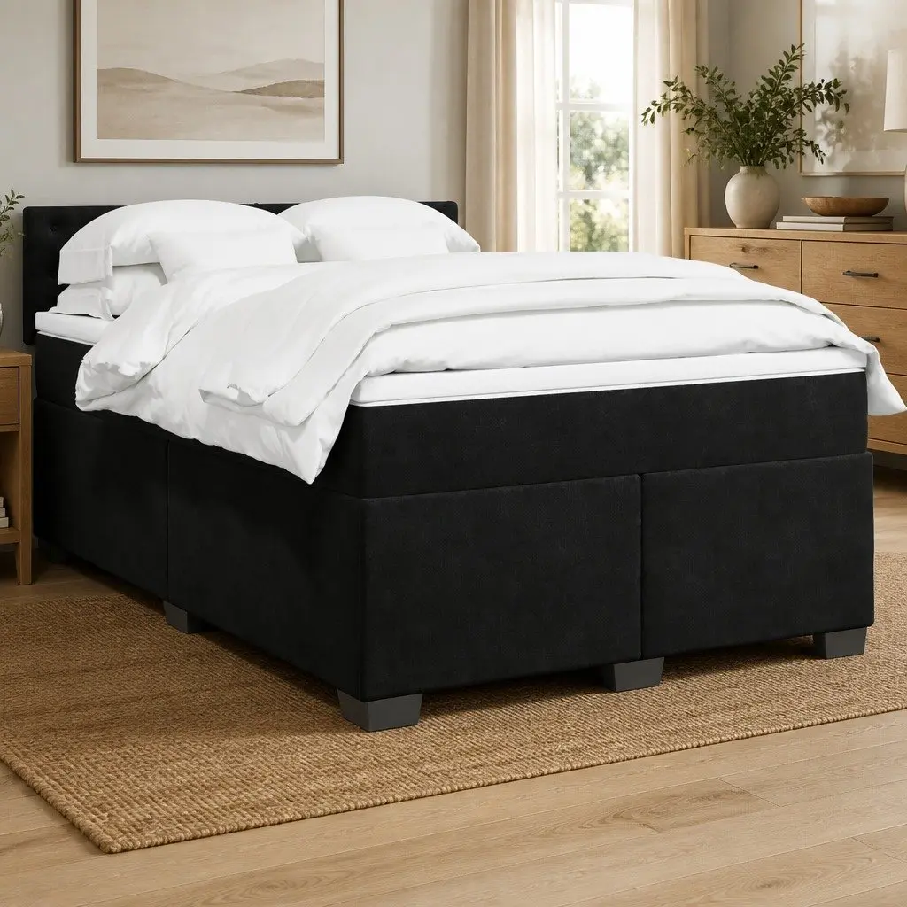 Queen Box Spring Bed with Slat Base