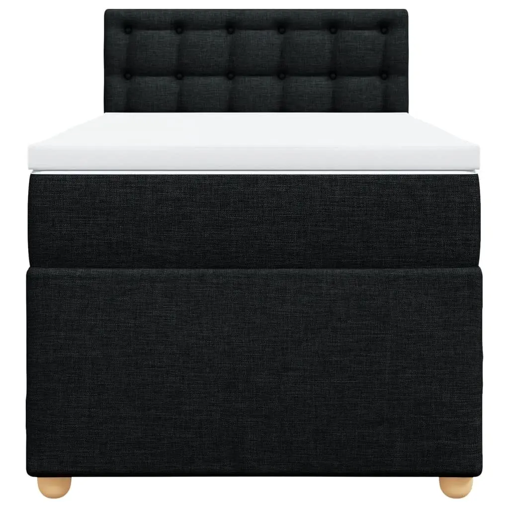 King Single Box Spring Bed with Pocket Mattress Black Fabric Bedroom Furniture