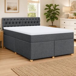 Box Spring Bed with Pocket Spring Mattress - Grey Fabric