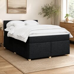 Queen Box Spring Bed Specifications: Pocket Mattress, Black Fabric