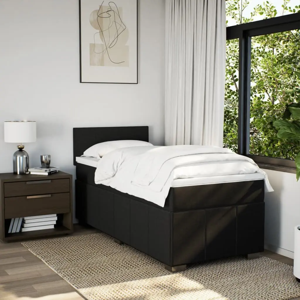 Box Spring Bed with Pocket Mattress for King Single Size Room Black Fabric Frame