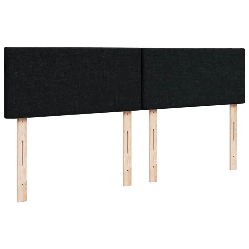 Double Box Spring Bed with Pocket Mattress Black Fabric Frame Topper