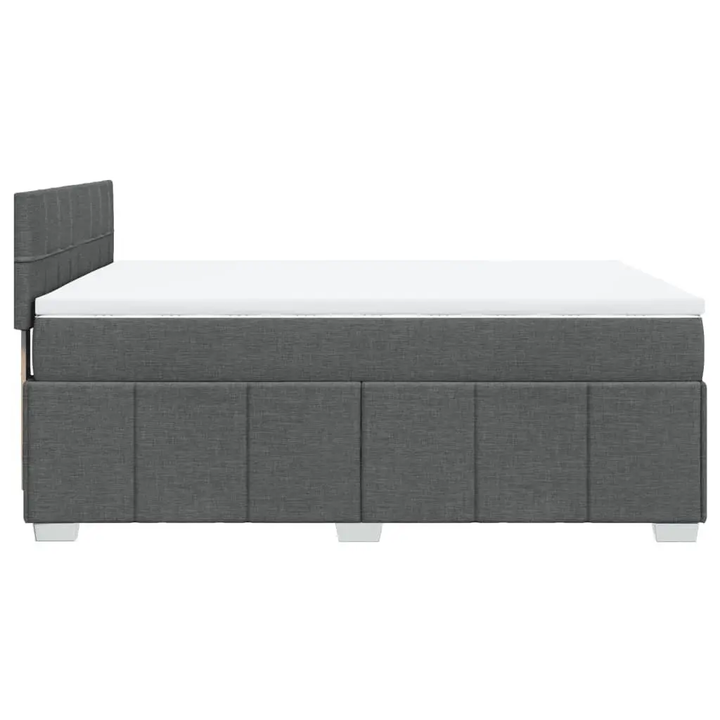 Double Box Spring Bed with Pocket Mattress for Bedroom Black Fabric Double Size