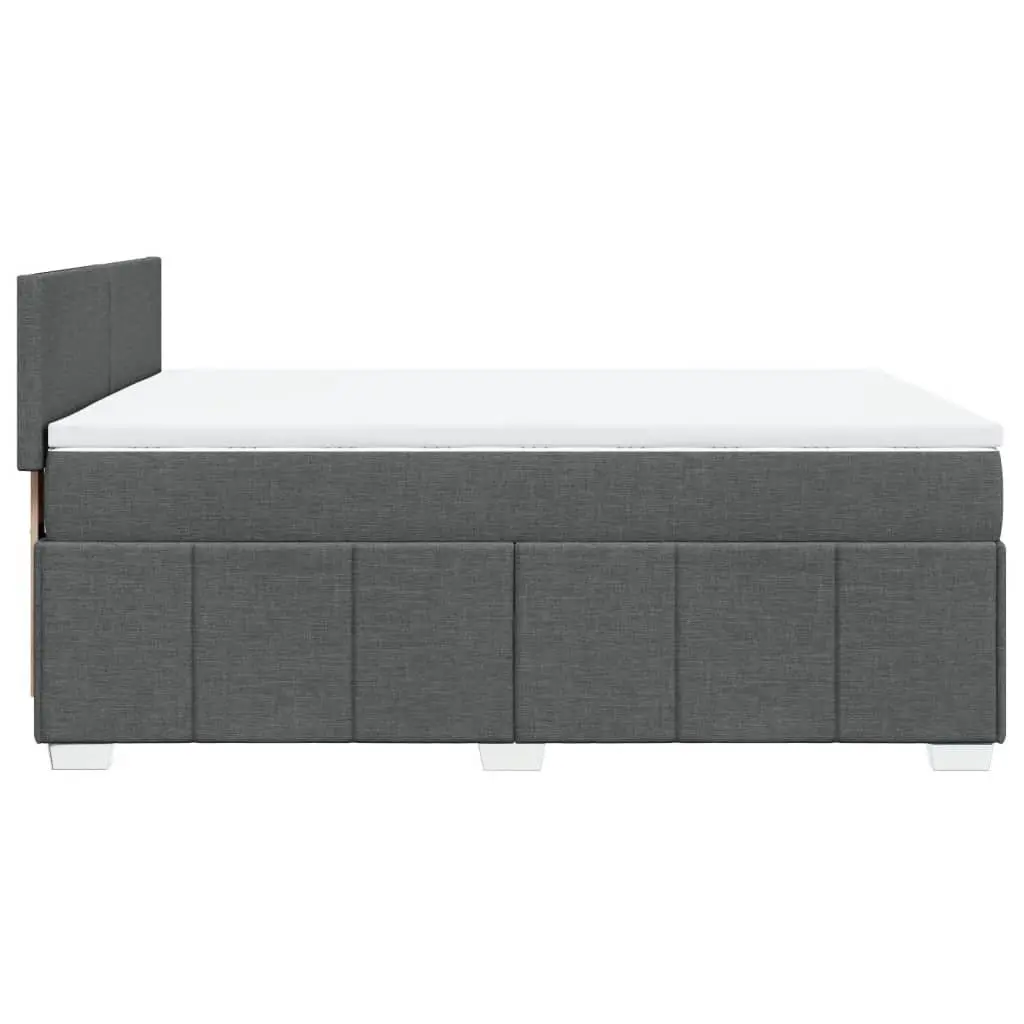 Queen Box Spring Bed with Pocket Sprung Mattress Grey Upholstered Fabric Frame
