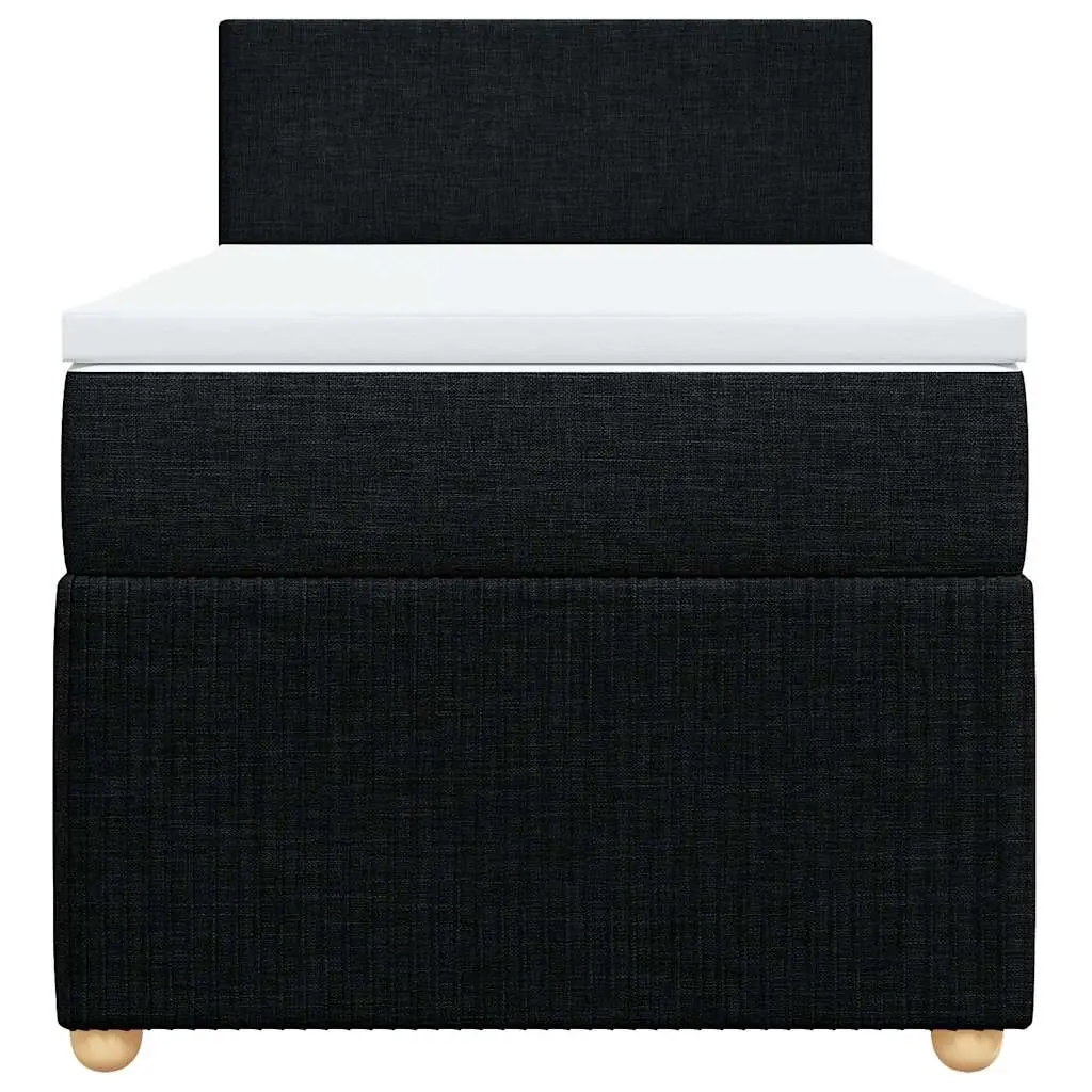 King Single Box Spring Bed with Pocket Mattress Black Fabric Frame