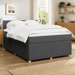 Double Box Spring Bed with Pocket Sprung Mattress Grey Fabric Frame