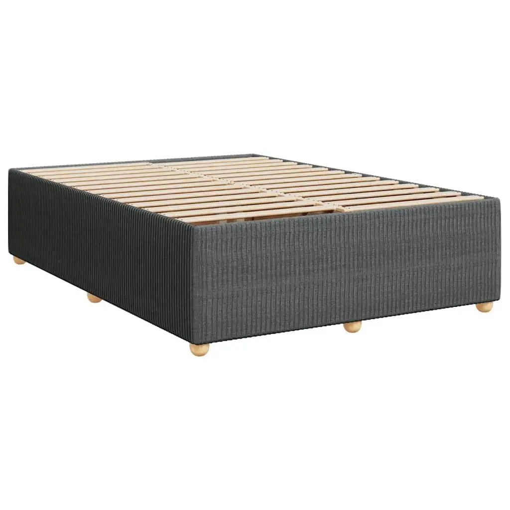 Queen Box Spring Bed with Pocket Mattress Grey Fabric Bedroom Furniture Frame