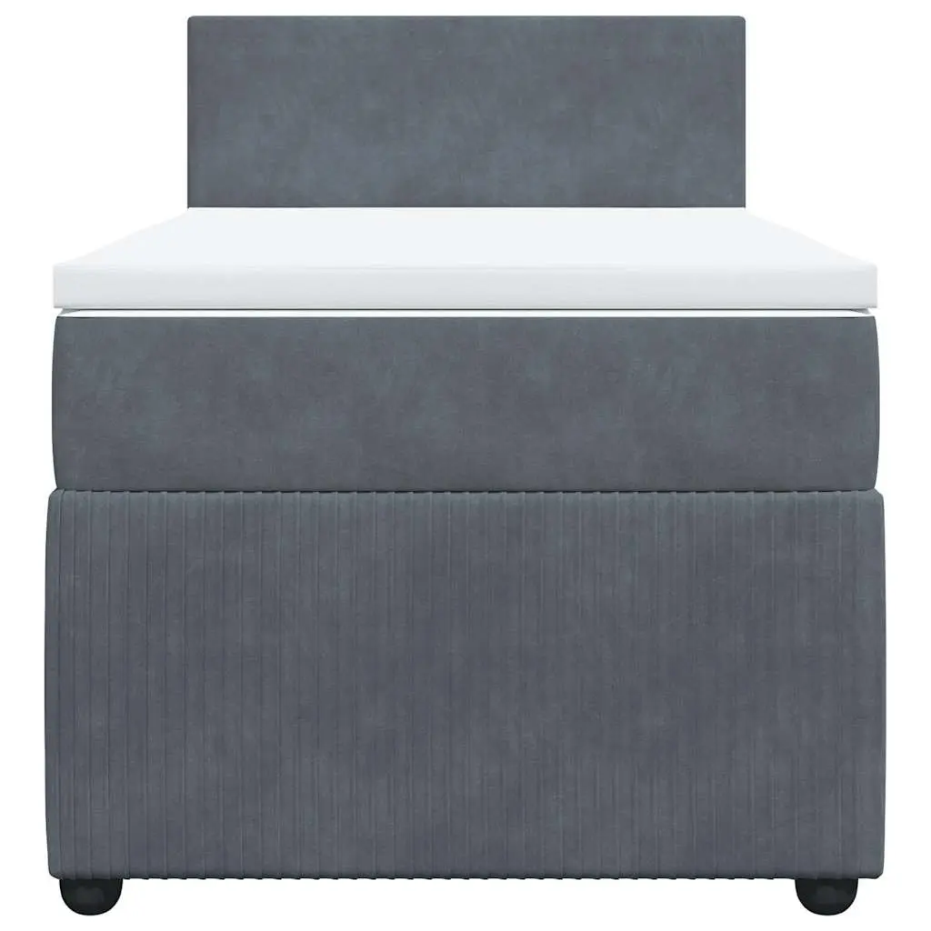 King Single Bed Frame with Velvet Upholstery and Pocket Spring Mattress Grey