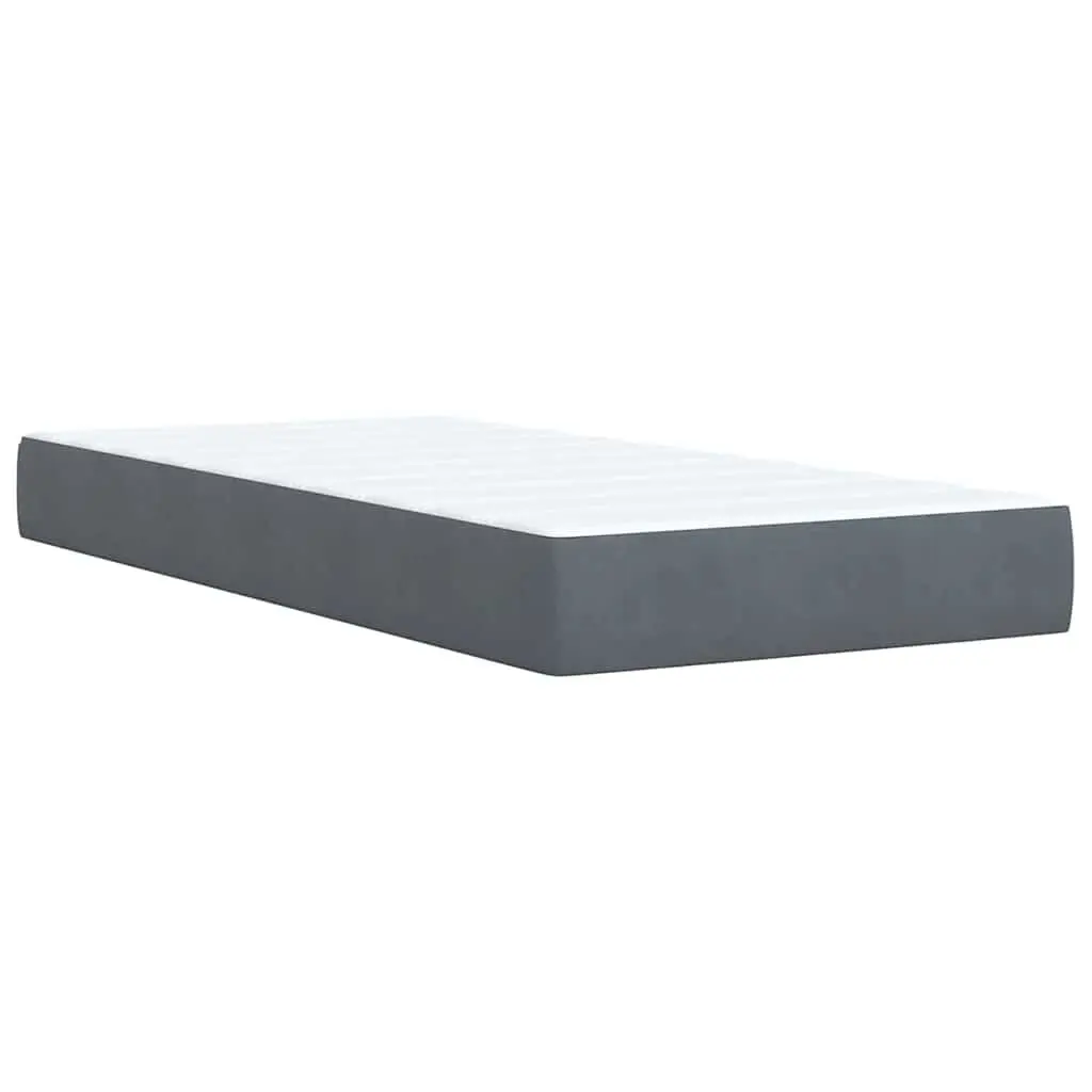 King Single Bed Frame with Velvet Upholstery and Pocket Spring Mattress Grey