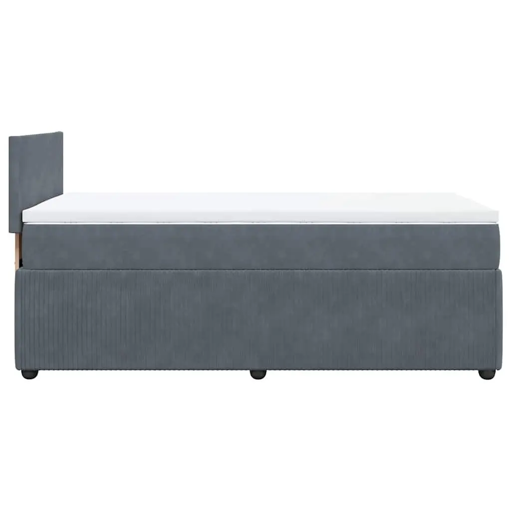 King Single Bed Frame with Velvet Upholstery and Pocket Spring Mattress Grey