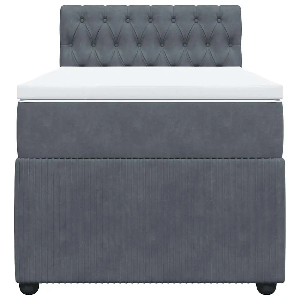 Box Spring Bed for Bedroom King Single Dark Grey Velvet