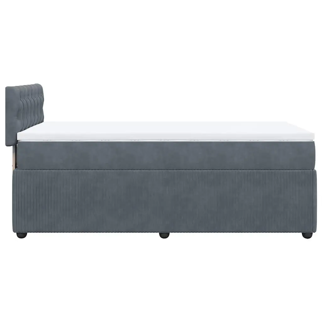Box Spring Bed for Bedroom King Single Dark Grey Velvet