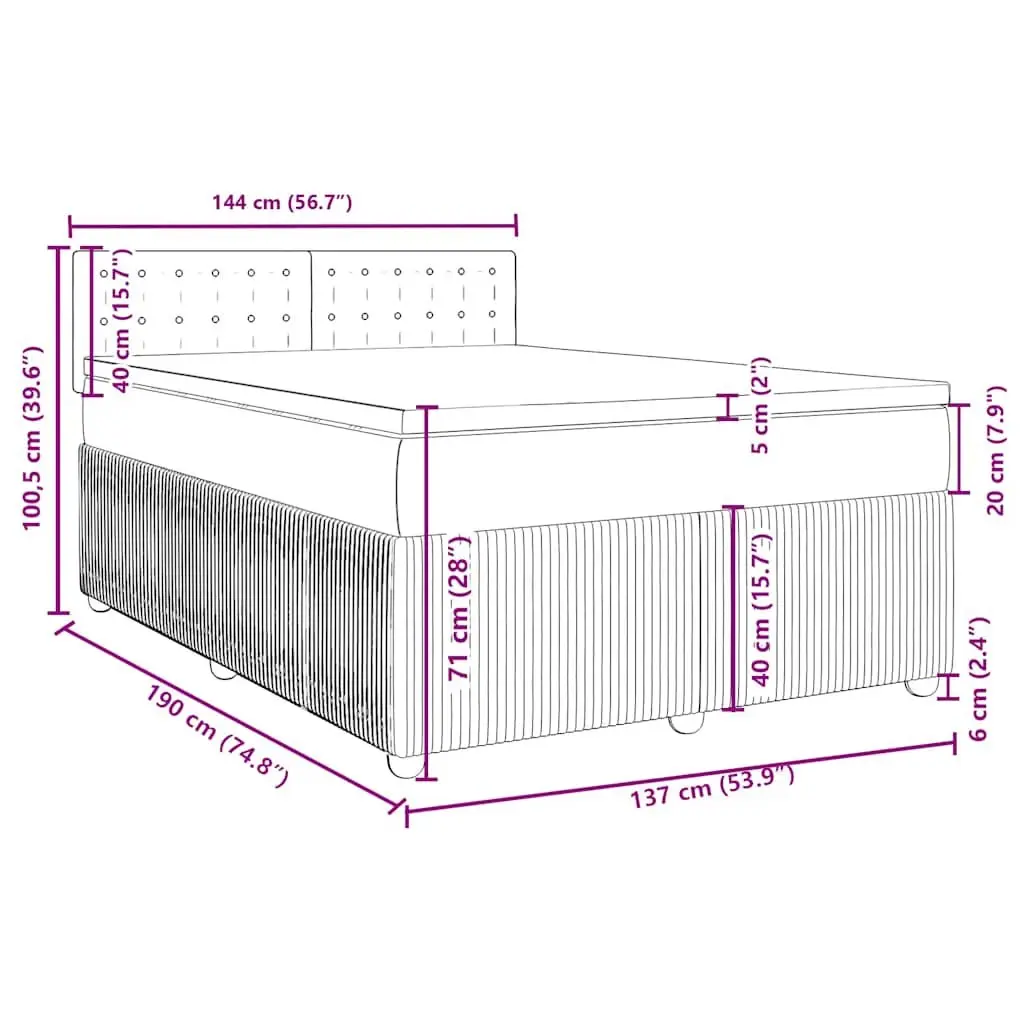 Box Spring Bed Double Black Velvet Bedroom Furniture