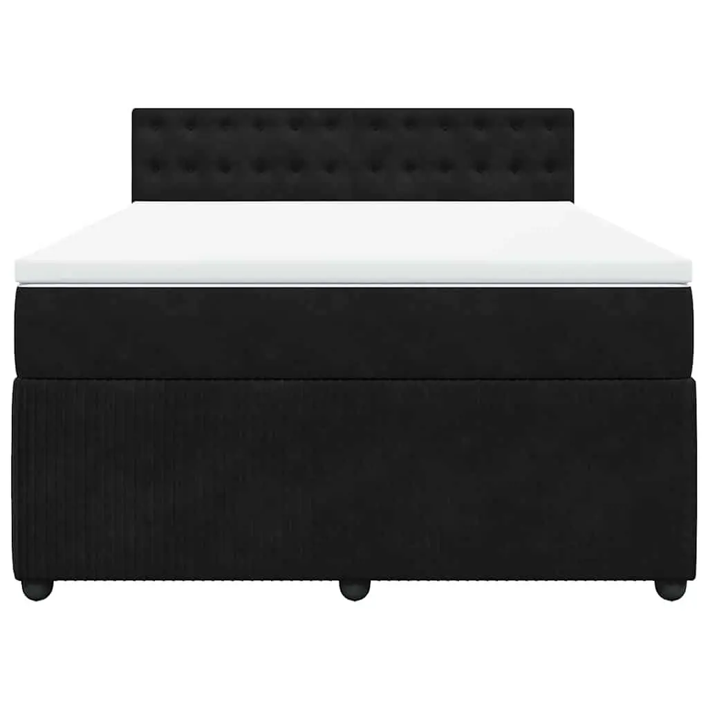 Box Spring Bed Double Black Velvet Bedroom Furniture