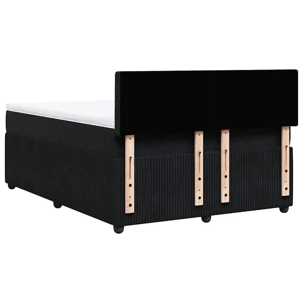 Box Spring Bed Double Black Velvet Bedroom Furniture