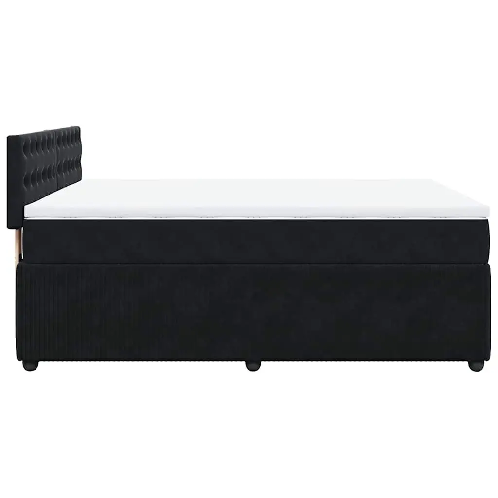 Box Spring Bed Double Black Velvet Bedroom Furniture