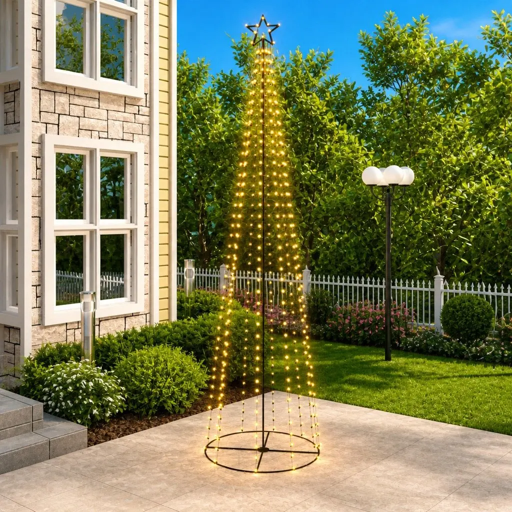Christmas Cone Tree Indoor Outdoor 100cm Base 360cm Height 400 Warm White LEDs