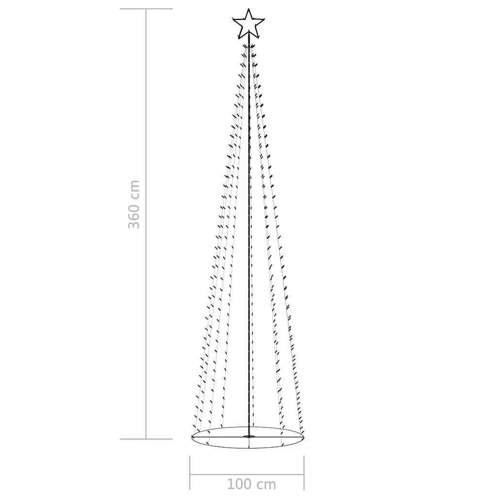 Christmas Cone Tree Indoor Outdoor 100cm Base 360cm Height 400 Warm White LEDs