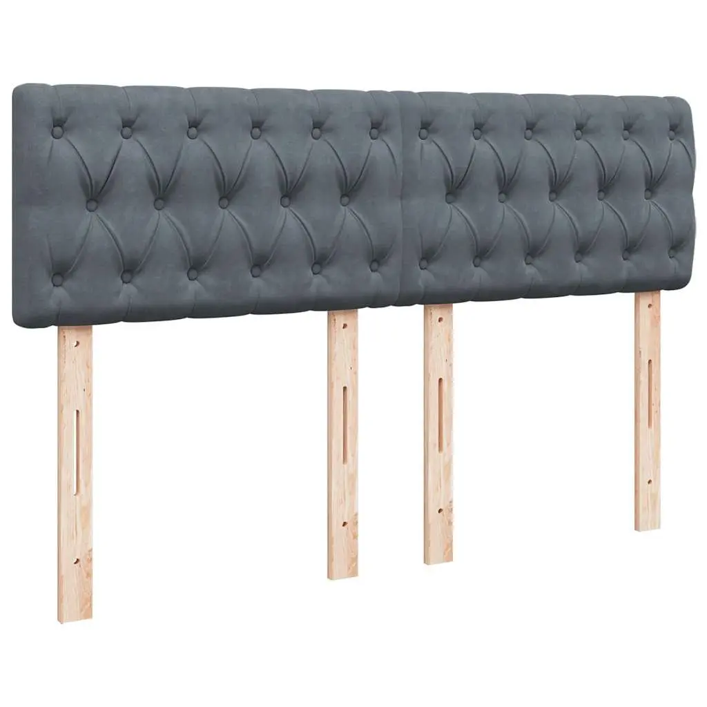 Queen Box Spring Bed for Bedroom with Pocket Mattress Velvet Grey Upholstered Frame