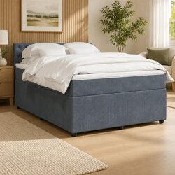 Queen Size Box Spring Bed with Pocket Spring Mattress - Grey
