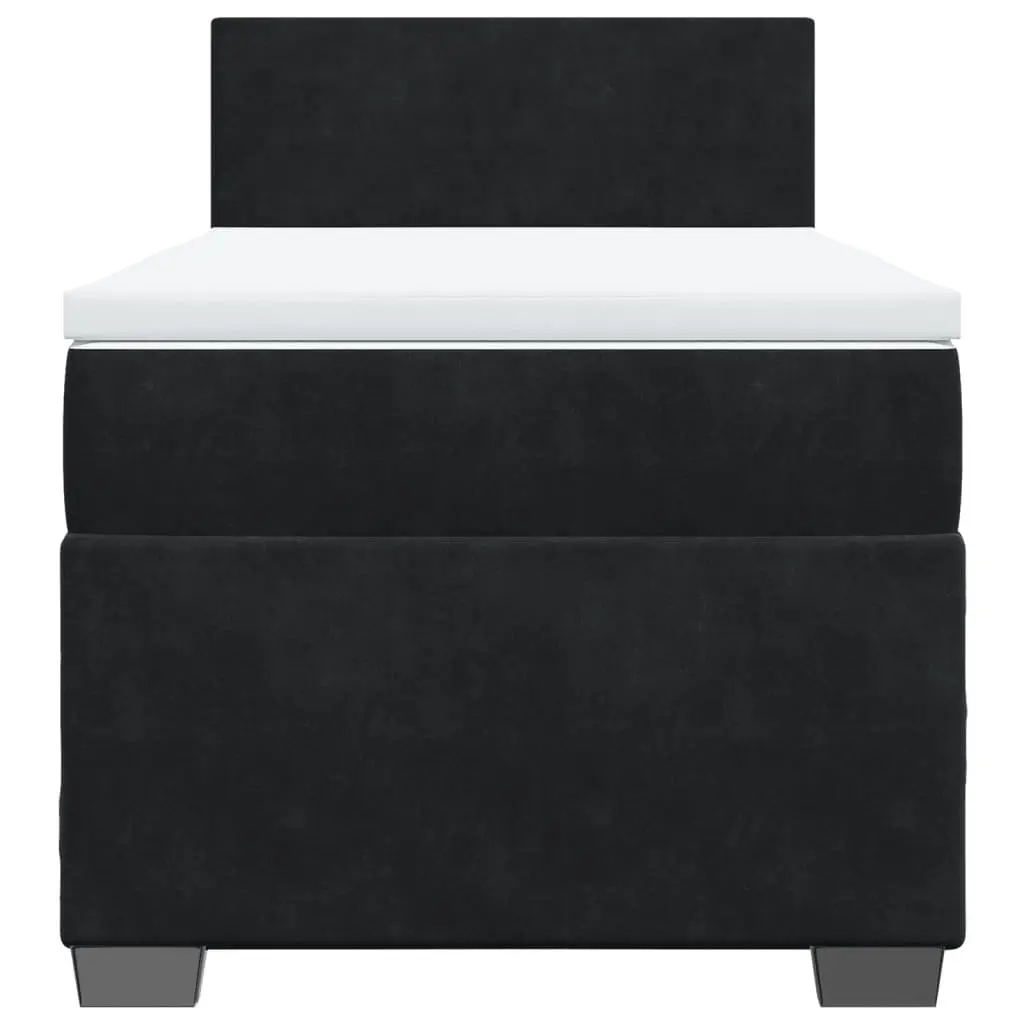 King Single Box Spring Bed with Pocket Spring Mattress LED Lights Black Fabric