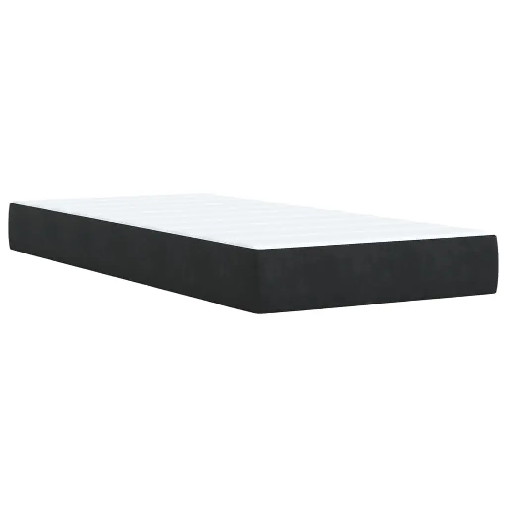 King Single Box Spring Bed with Pocket Spring Mattress LED Lights Black Fabric