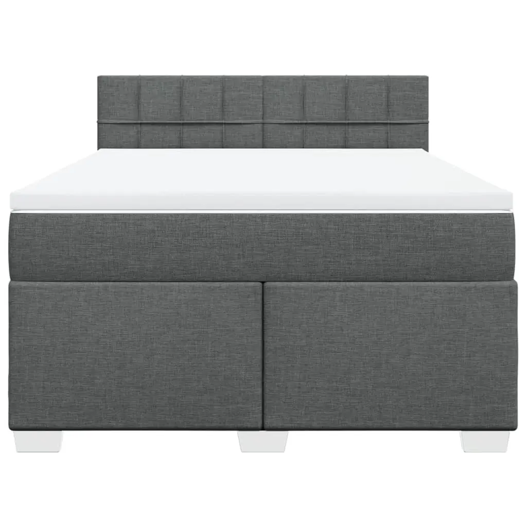 Queen Box Spring Bed with Pocket Sprung Mattress LED Lights Grey Fabric