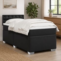 King Single Box Spring Bed with Pocket Spring and Faux Leather