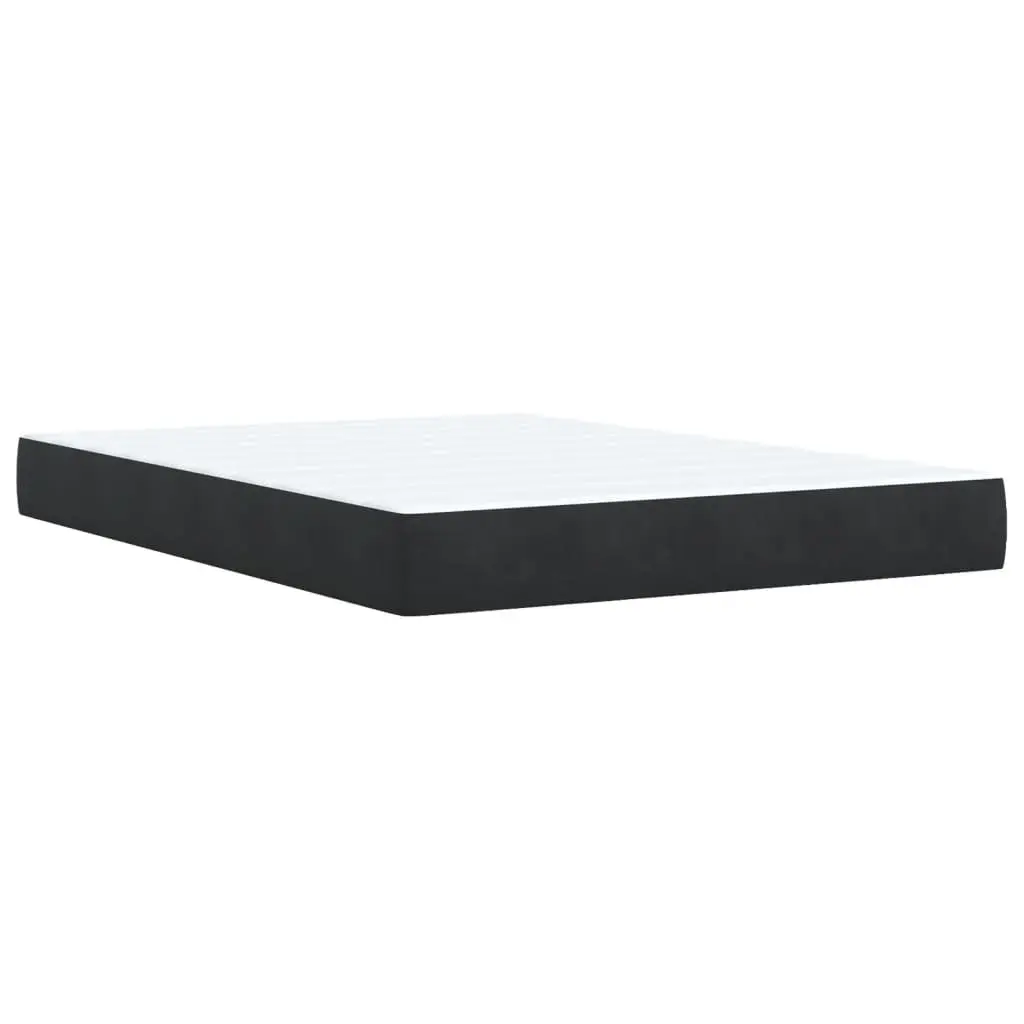 Queen Box Spring Bed with Pocket Sprung Mattress LED Lights Black Faux Leather