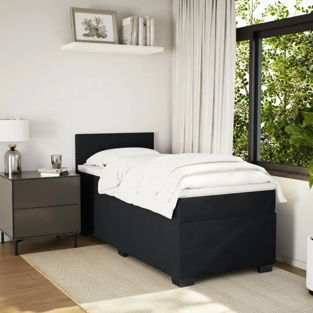 Box Spring Bed with Pocket Spring Mattress for Bedroom King Single Size Black Velvet