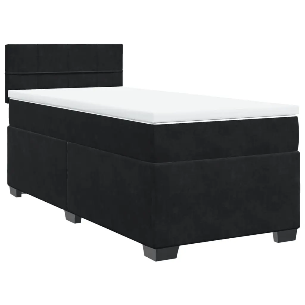 Box Spring Bed with Pocket Spring Mattress for Bedroom King Single Size Black Velvet